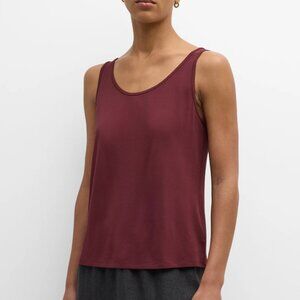 EILEEN FISHER - STRETCH JERSEY SILK SCOOP TANK IN WINE